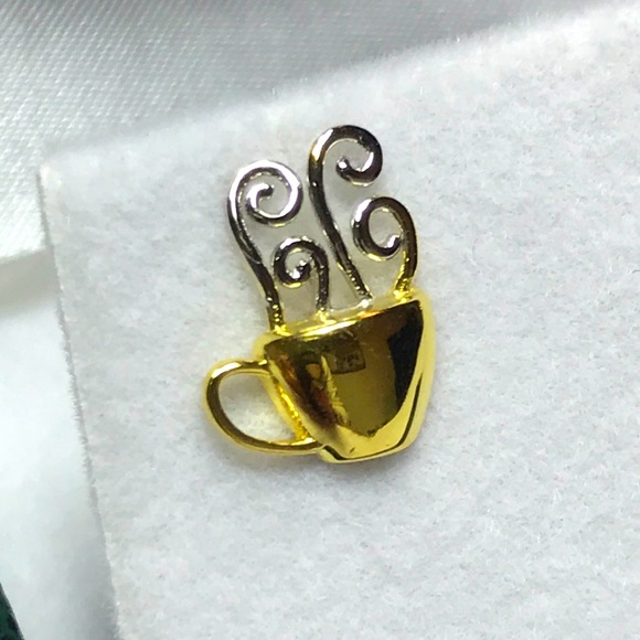 14KT GOLD-PLATED STERLING SILVER Coffee Cup Studs - Picture 4 of 11